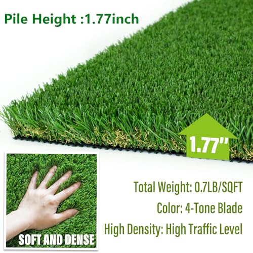 LITA 1.77 Inch Ultra Thick Artificial Grass Turf 3FTX72FT, Durable PU Backing Luxurious Synthetic Grass, Indoor/Outdoor Garden Landscape Patio Fake Faux Grass Rug Mat - size: 3 x 72 Feet