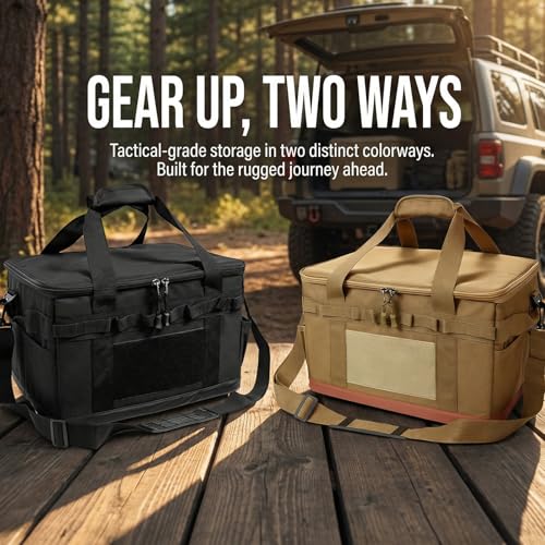 45L Large Insulated Picnic Basket, Foldable Waterproof Outdoor Storage Tote with 5mm EPE Thermal Layer, Leakproof Cooler Bag for Camping, Beach, BBQ & (Khaki 45L (Hard-Duty) Case) - color: Khaki 45l (Hard-duty) Case