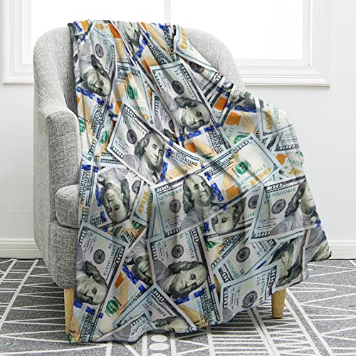 Jekeno Money Blanket 100 Dollar Bills Pattern Print Gifts for Women Kids Girls Men Birthday Halloween for Dad Mom Husband Wife Teens Wealth Bed Decor Throw Blankets 50"x60" - color: Color1, size: 50"x60"