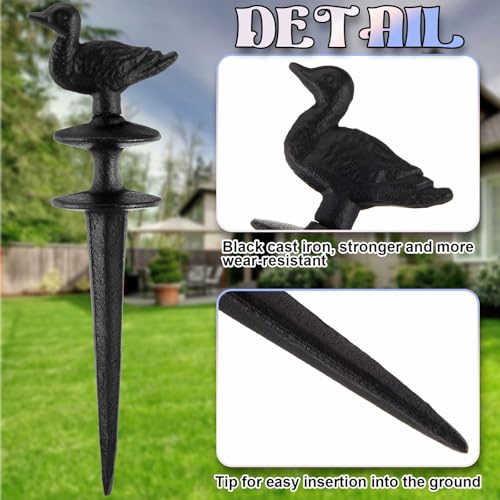 Tandefio 3 Pcs Animals Garden Hose Guide Stakes, Owls Squirrels Ducks Heavy Duty Decorative Antique Black Cast Iron Metal Hose Guides, Plant Protector for Lawn Yard Flower Bed - style: Owls, Squirrels, Ducks