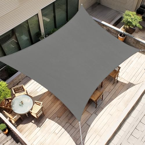 Amagenix Sun Shade Sail 14'X14' Rectangle Dark Grey Curved Edge Heavy Duty UV Block Canopy for Patio Lawn Garden Outdoor,Customizable