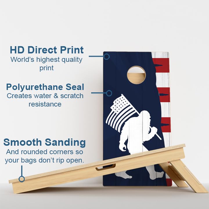 CornholeGamesUSA Pro Cornhole Boards Set | Made in USA | 3/4 Baltic Birch | No Bounce | Triple Thick Legs | Two Brace & Handles, Tournament 2x4 Regulation Set with Score Tower & Cornhole Bags - color: 2006