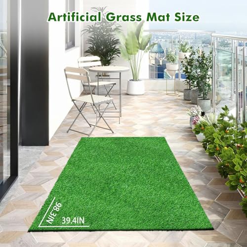 Artificial Grass Rug Turf for Dogs Indoor Outdoor Fake Grass for Dogs Potty Training Area Patio Lawn Decoration (98.3 x 39.4 Inch (Pack of 1)) - size: 98.3 x 39.4 Inch (Pack of 1)