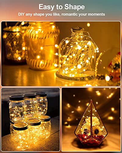 20 Pack Fairy Lights Battery Operated, 3.3ft 20 LED Mini String Lights Twinkle Lights Copper Wire Firefly Starry Lights for Mason Jars Wedding Party Christmas Centerpiece Table Decorations, Warm White - color: Warm White