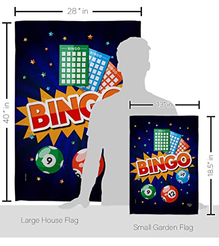 Bingo Garden House Flag Set Interests Game Bunco Night Dice Poker Hobbies Leisure Activity Decoration Banner Small Yard Gift Double-Sided, Made in USA