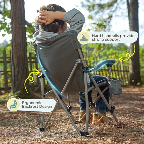 Busy Bee Oversized Kids Camping Chair with Cup Holder, High Back Toddler Chair Kids Folding Chair, Perfect for Beach & Outdoor, Supports 150 Lbs. - color: Print Bee Blue, style: Folding Chair