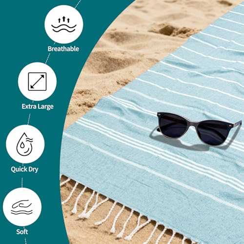 YSYJ 24 Pack Turkish Beach Towel 36"x71" Beach Towels Oversized Bath Towels Sand Free Quick Dry Turkish Towel Bulk Extra Large Pool Blanket Blue - color: Blue, size: 36"x71"- 24 Pack