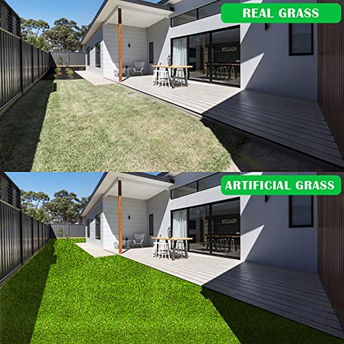Artificial Garden Grass 3 ft x 26 ft Premium Lawn Synthetic Turf, Realistic Fake Faux Grass, Thick Pet Turf Rug with Drainage Holes Indoor/Outdoor Landscape Customized Available - size: 3 ft x 26 ft = 78 Square ft