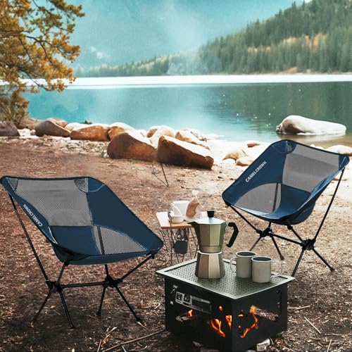 CAMEL CROWN Portable Camping Chair Lightweight Compact Folding Chair Mesh for Outdoor Camp Travel Beach Picnic Festival Hiking Backpacking Navy Blue - color: Navy Blue-1, size: 1 Pack