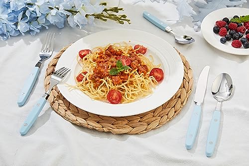 ANNOVA Silverware Set, Retro/Rivet Colorful Stainless Steel Tableware Kitchen Flatware Set Utensils, Includes Dinner Knives, Forks, Spoons, Salad Forks & Dessert Spoons (Sky Blue, 20 Pieces) - color: Light Blue, size: 20 Pieces