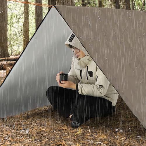 RedSwing Heavy Duty Survival Blanket, Waterproof Emergency Thermal Tarp, Multipurpose Reflective Insulated All Weather Blankets for Camping Hiking, Brown - color: Brown 83''x59''