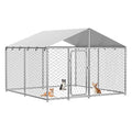 7.8x7.8 FT Extra Large & Heavy Duty Dog Kennel Run - Outdoor Metal Enclosure with Lockable Door and Waterproof Cover for Big Dogs - size: 93x93in