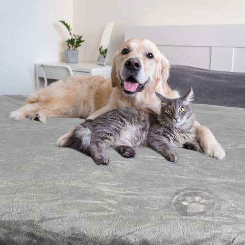 PETMAKER Dog Blanket - 80x100in Reversible Sherpa Blanket - Throw Blankets for Bed, Couch, Crate, or Car - Machine Washable Puppy Essentials (Gray) - color: Gray, size: X-Large