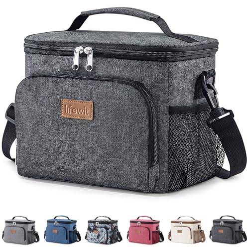 Lifewit Reusable Insulated Lunch Bag, Portable Cooler Freezable Soft Lunchbox Leakproof with Adjustable Shoulder Strap for Men Women Adult for Work Picnic or Travel, 9L 12 Can, Dark Gray - color: Dark Gray, size: Medium(9L)