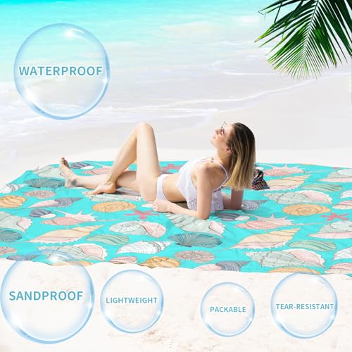 Beach Blanket 78''×81'' Suits 1-5 Adults Waterproof Sandproof Oversized Waterproof Lightweight Durable Beach Blanket Large Picnic Mat for Travel Camping Picnic - color: Conch, size: 78''x81''