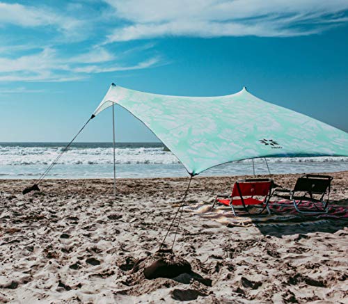 Neso Portable Beach Tent Sun Shelter - Lightweight Beach Shade Canopy - Easy Setup for Family Outings - Patented Reinforced Corners - UPF 50+ Sun Protection - color: Mint Tie Dye