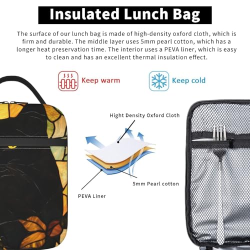 Cute Cat Lunch Box for Kids,Adults,Animal Lovers,Black Kitten Design Insulated Lunchbox,Leakproof Tote Bag,Reusable Cooler Bags for Work,Picnic,Office,Travel,Practical Lunchbag Gifts - color: Cat02