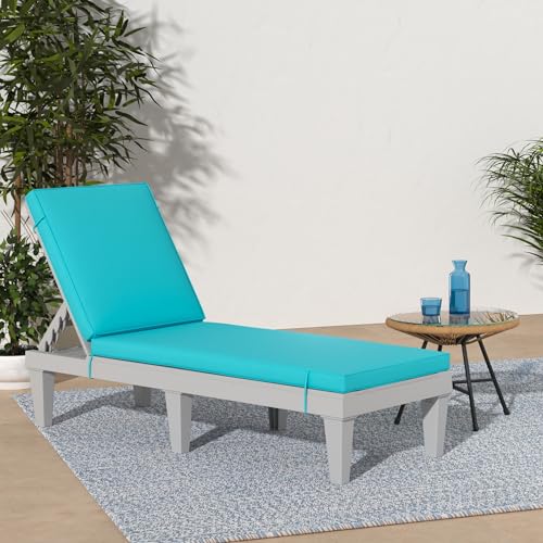 Best Choice Products Outdoor Lounge Chair, Resin Patio Chaise Lounger for Poolside, Backyard, Porch w/Seat Cushion, Adjustable Backrest, 5 Positions, 330lb Capacity - Gray/Teal - color: Gray/Teal