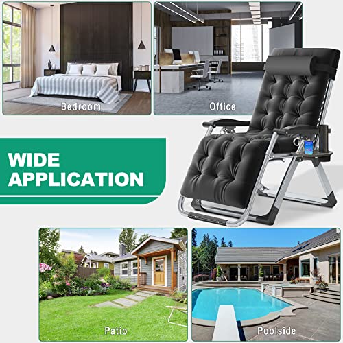 LILYPELLE Zero Gravity Chair, Premium Lawn Recliner Folding Portable Chaise Lounge with Detachable Cushion, Headrest and Cup Holder, Reclining Patio Lounger Chair - color: Cool Black, style: Zero Gravity Chair