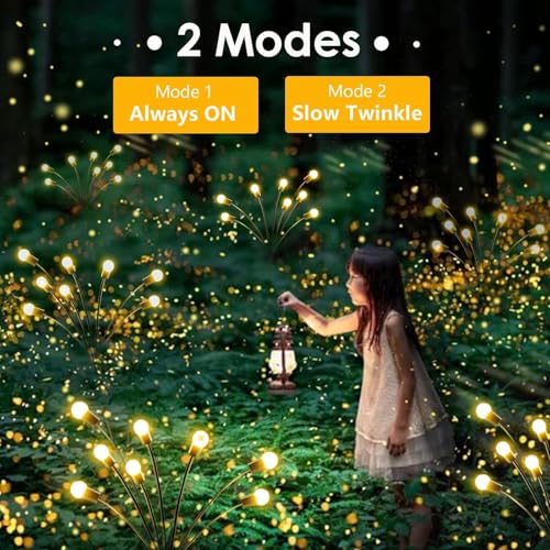 8-Pack Garden Solar Lights, 64 LED Solar Light Outdoor for Garden Decor, Waterproof Firefly Light Outdoor (Sway by Wind), Swaying Light for Outside Yard Pathway Landscape Decorations (Warm White) - color: Warm White, size: 8 Pack