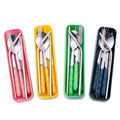 4 Colors Portable Travel Utensils with Case, Reusable Stainless Steel Cutlery Include Knife Fork Spoon Straw for Travel Camping Office