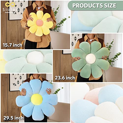 Sioloc Flower Pillow Shaped Throw Pillow Butt Cushion Flower Floor Pillow,Seating Cushion,Cute Room Decor & Plush Pillow for Bedroom Sofa Chair(Green,15.7'') - color: Green