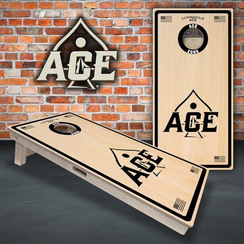 CornholeAce ACE PRO Professional Cornhole Boards - No Bounce! Triple Wide Legs, 3/4" Baltic Birch Plywood, Handles, Regulation Size (4x2ft), Tournament Style, Made in USA - color: Black