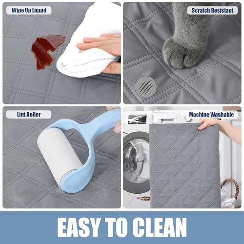 Smiry Waterproof Dog Bed Cover Pet Blanket, Soft Washable Dog Blanket for Furniture Bed Couch Sofa Reversible, Checkered (82"x102", Grey/Dark Grey) - color: Grey/Dark Grey, size: 82x102 Inch