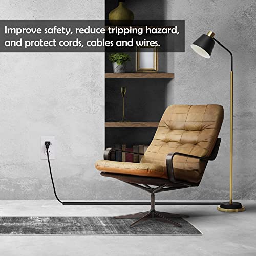 Rubber Bond Cord Cover Floor Cable Protector - Strong Self Adhesive Floor Cord Covers for Wires - Low Profile Extension Cord Covers for Floor & Wall - color: Black - One Thin Cord, size: 4 Feet