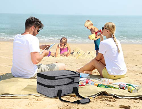 MIER Insulated Double Casserole Carrier Thermal Lunch Tote for Potluck Parties, Picnic, Beach, Fits 9 x 13 Inches Casserole Dish, Expandable by Mid Zipper, Gray - color: Gray