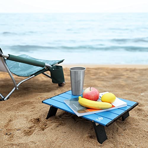 VILLEY Portable Mini Folding Beach Table, Ultralight Aluminum Side Table with Carry Bag for Camping, Picnics, and Outdoor Activities - Blue - color: Blue