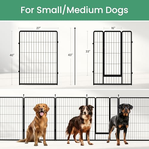 Simple Deluxe Dog Playpen, 40" Height 16 Panels Fence with Anti-Rust Coating, Metal Heavy Portable Foldable Dog Pen for Medium/Large Dogs RV Camping, Black - color: Black, size: 16 Panels 40 inch, style: Metal