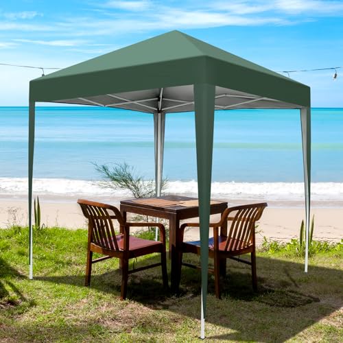 6.5x6.5ft Outdoor Pop Up Canopy Tents,Portable Instant Folding Shelter Gazebos,Waterproof Beach Tents,Easy Up Instant Commercial Canopy Tent,with Carry Bag,for Garden Event Wedding Party BBQ (Green) - color: Green, size: 6.5x6.5ft