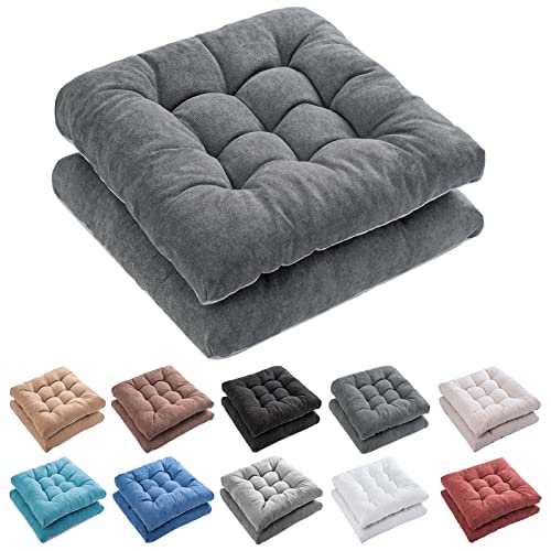 FABRICASTLE Outdoor Chair Cushions Patio Cushion Premium Comfortable Thick Fill Tufted 19" x 19" Floor Wicker Seat Pads, 2 Count (Dark Grey, 2) - color: Dark Grey