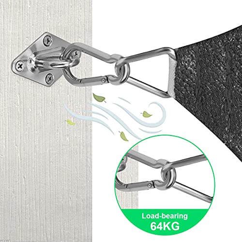Sun Shade Sail Hardware Kit - 6 Inch 304 Stainless Steel Sunshades Canopy Installation Kit for Install Rectangle & Triangle Shade Sails Deck Garden Lawn Patio Outdoor Metal Sail Shade Hardware Kit - color: light silver