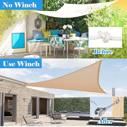 Sunshade Hardware Kit with Ratchet Winch Wire Cable for Triangle Rectangle Sun Shade Canopy Installation, 304 Stainless Steel Shade Awning Kit for Outdoor,Garden,Kitchen,Patio Lawn - size: Hardware Kit with Ratchet Winch