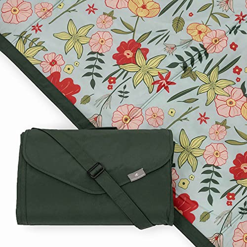 Little Unicorn 5'x10' XL Outdoor Family Picnic & Beach Blanket | Durable & Water-Resistant Fabric | Compact Fold & Easily Wipes Clean | Zipper Pocket (Primrose Patch) - color: Primrose Patch, size: 5 x 10