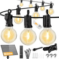 Brightown 58FT Solar String Lights Outdoor with Remote and 26 LED Shatterproof Bulbs, Dimmable & Timable, 3 Light Modes, Solar Patio String Lights Outdoor for Cafe, Garden, Deck, Outside Wedding - size: 58FT