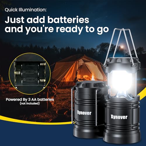 4-Pack Portable Camping Lanterns,LED Battery Powered Lights Tent Lamp Magnetic Base,Hanging Hook,Collapsible, Waterproof for Emergency, Hiking,Hurricane,Campsites,Lanterns for Power Outages - style: Battery Not Included（4-Pack）