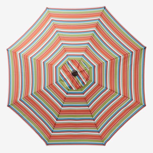 BrylaneHome Outdoor Tilt-And-Crank Umbrella With 8 Sturdy Steel Ribs Heavy Duty Fade-Resistant Tilting Shade Patio Garden Backyard Décor Pool Home - color: Covert Breeze, size: 9' Tilt-and-crank Umbrella