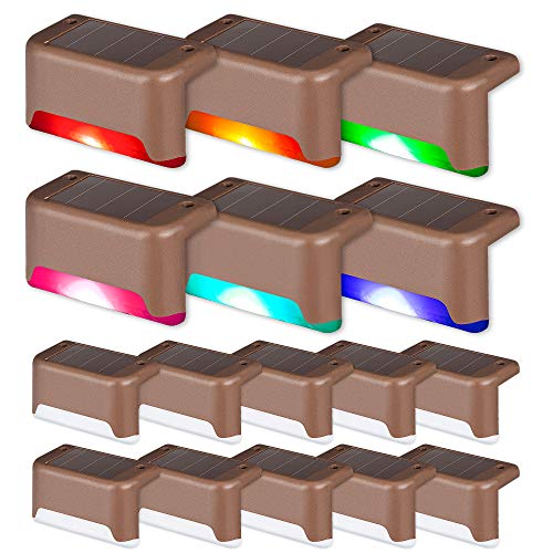 SOLPEX Color Changing Solar Deck Lights, 16 Pack Waterproof LED Lights for Decks,Stairs,Fences,Yards and Patios - color: Color Changing, size: 16