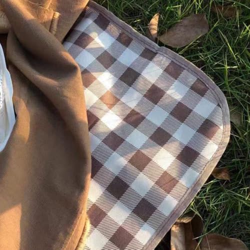 K Y KANGYUN Extra Large Picnic Blanket Outdoor Beach Blankets, Water-Resistant Foldable Sandproof Blankets Cute Picnic Mat for Beach, Camping Grass Lawn Park Mats (Brown 2, 80x60 in) - color: Brown, size: 5' x 6'8"