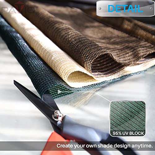 Patio 6' x 15' Sun Shade Fabric Roll 6/8/12 FT Shade Cloth for Patio, Outdoor Mesh Sail Sun Shades Canopy Replacement Pergola Cover for Backyard Deck Porch, Green