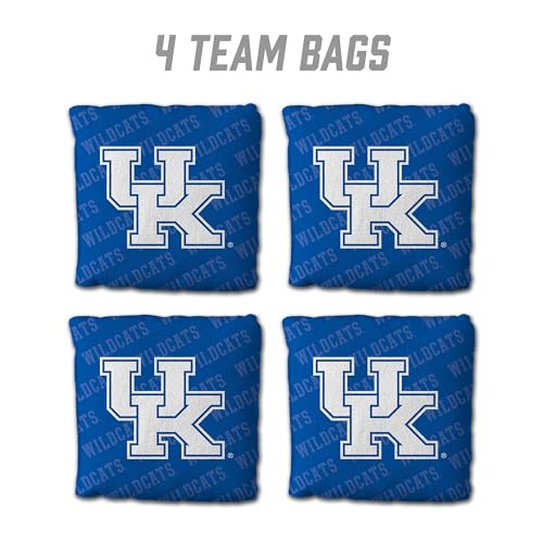 YouTheFan Officially-Licensed NCAA Set of 4 Cornhole Bags - All Weather Regulation 6” x 6” Size - 16oz Weight - Designed in USA - color: Kentucky Wildcats - Blue