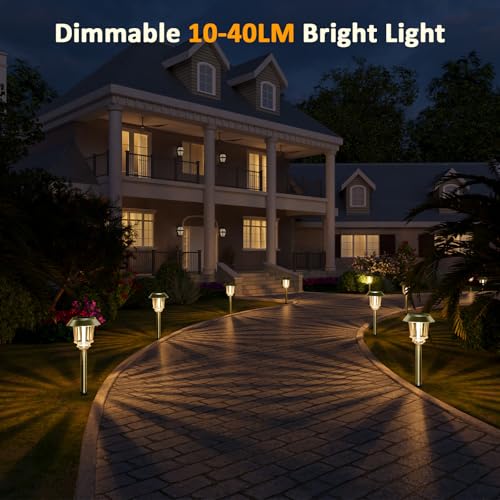 XMCOSY+ Solar Pathway Lights Waterproof - 6 Pack Solar Lights Outdoor, 10-40 LM Dimmable Outdoor Solar Light for Yard Pathway Garden Driveway Walkway (Bronze) - color: Bronze, size: 6 Packs