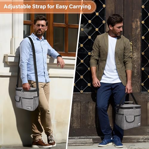Tirrinia Insulated Large Lunch Bag for Women Men, Leakproof Lunch Box Containers for Adults, Work, School, Soft Lunchbox for Kids, Boys, Adult Cooler Bag for Picnic, Hiking,Beach - color: Gray, size: Large-10.5L