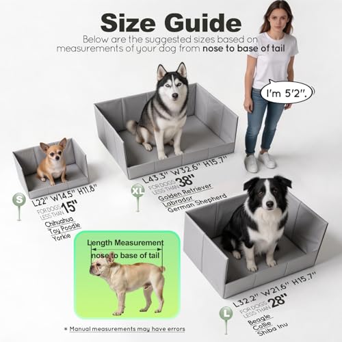 HQ4US 4LEGS Dog Grass Pad with Foldable Dog Litter Box High Walls & Grate, 2PCS Odor Free Artificial Grass for Dogs Potty Pee Pad Holder Tray No Assembly Waterproof Easy Clean Portable for Travel