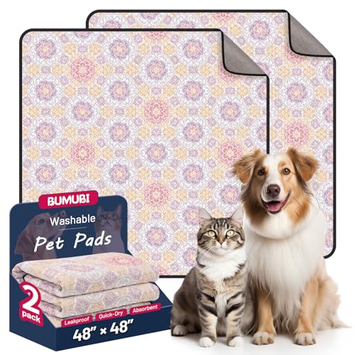 Washable Dog Pee Pads - Absorbent Reusable Puppy Training Pads, Waterproof Leak - Proof & Non - Slip for Crate Whelping Potty Training 48x48 (Pack of 2) - color: Pastel Multicolor, size: 48x48in(Pack of 2)