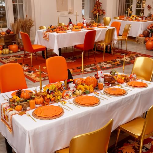 COLOSUS 100pcs orange Disposable Plastic Plate-Heavy duty plate for Party/Wedding/anniversary 50 dinner plates and 50 dessert/salad plates - color: Orange