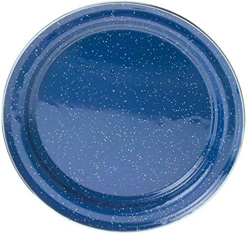 GSI Outdoors Pioneer Enamel 12 Pieces (4-Person) Dish Set I Enamelware Dishes Including Plates, Bowls and Mugs for Camping, Outdoors, RV, Camp, Blue - color: Blue